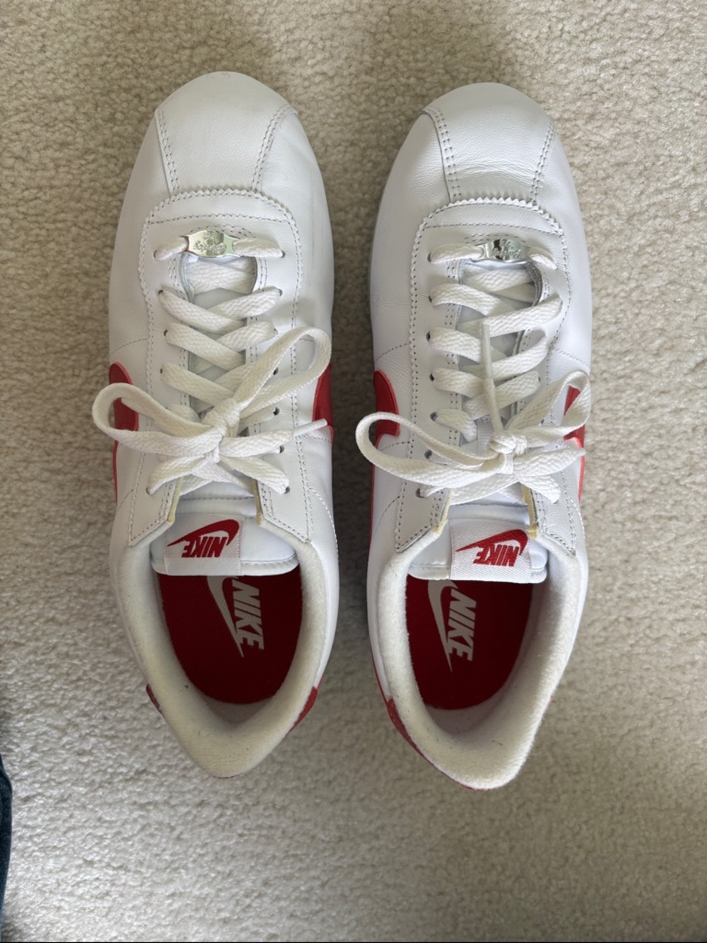 Nike Cortez 72 Leather Sneakers with Red Swoosh - size 10 - Picture 3 of 7